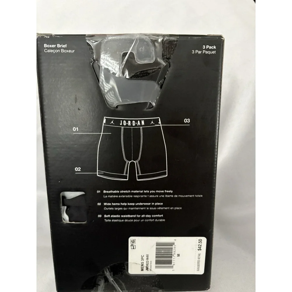 NEW Jordan Flight Cotton Stretch Boxer Briefs 3-Pack Multicolor Men Medium 32-34